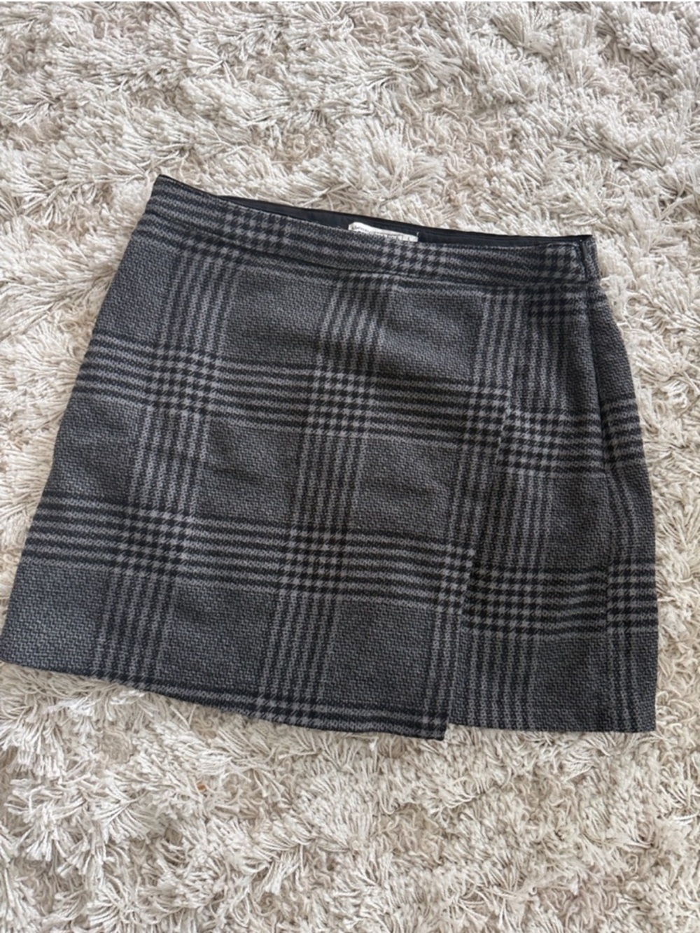 Abercrombie & Fitch Charcoal Plaid Wool Blend Mini Skirt